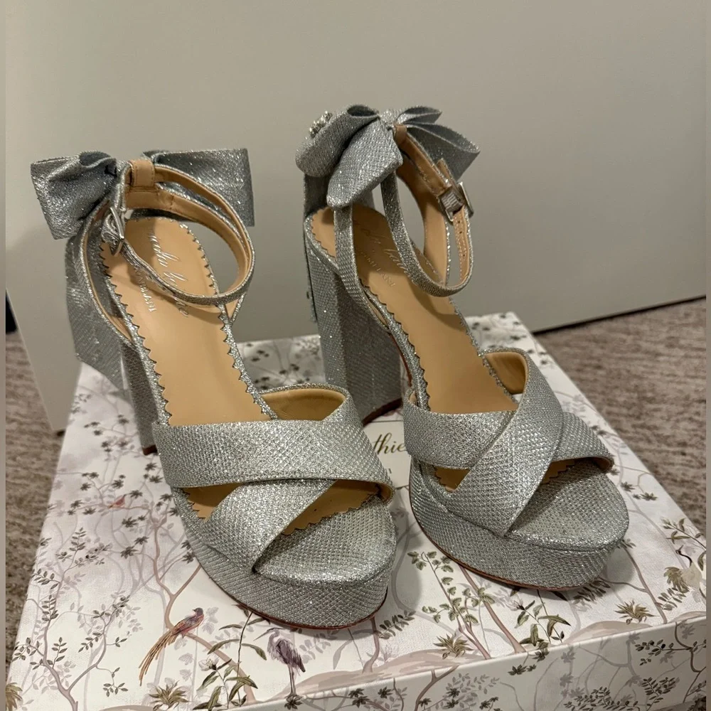 Antonio Melani x Nicola Bathie Lila Bow Heels in Silver - Picture 3 of 11